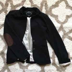 Sweatshirt blazer w/pattern lining & elbow detail