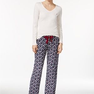 Nautica V Neck Knit Top and flannel Pajama Pants