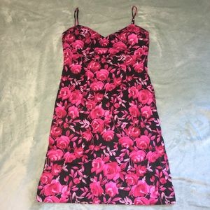 ALYN PAIGE Black Pink Dress Sleeveless Spagetti Strap Floral  Size Small