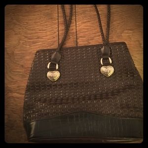 Two-Tone Woven Handbag