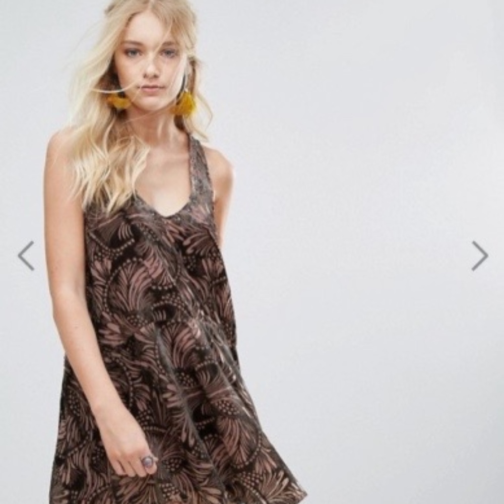 Free People Ellie Burnout Velvet Dress, XS