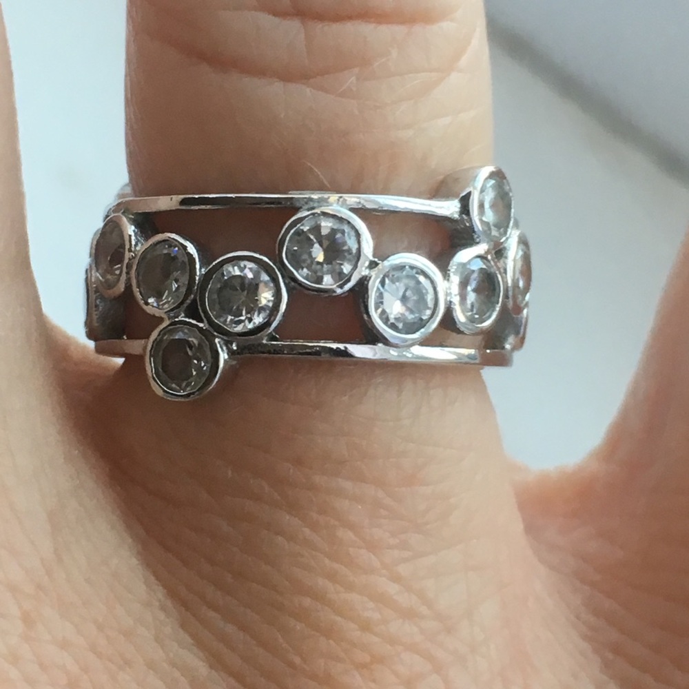 Size 5 bubble ring. 925 Silver and CZ