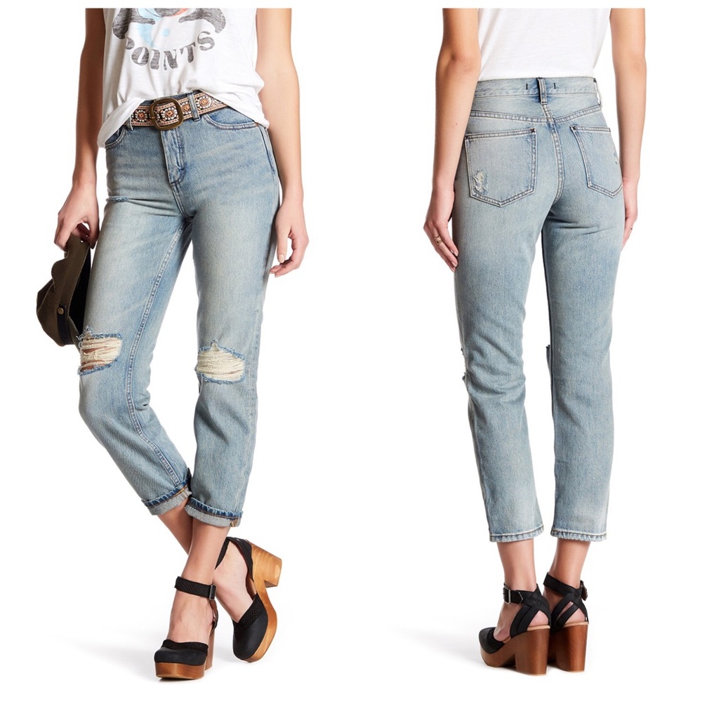 Free People Destroyed Syxx Boyfriend Jeans