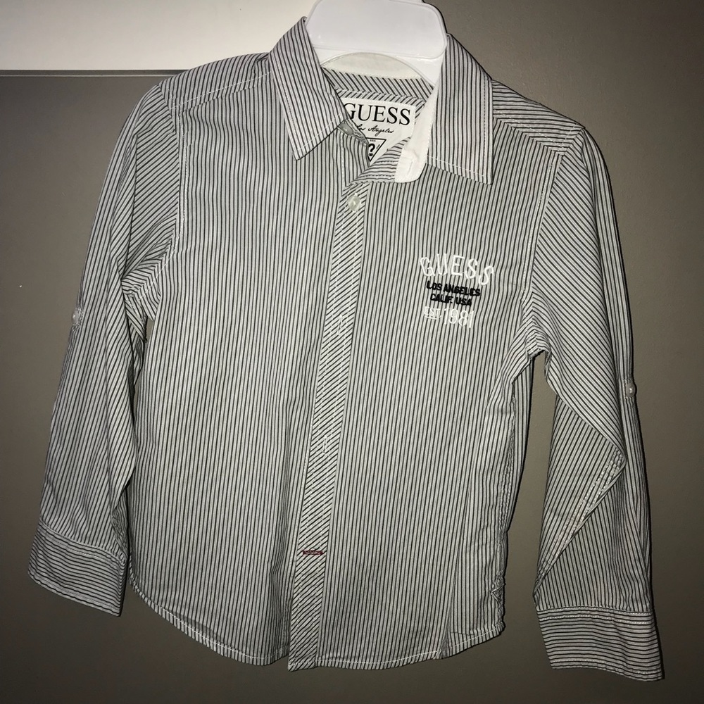 Guess button down up dress shirt striped (L) 7