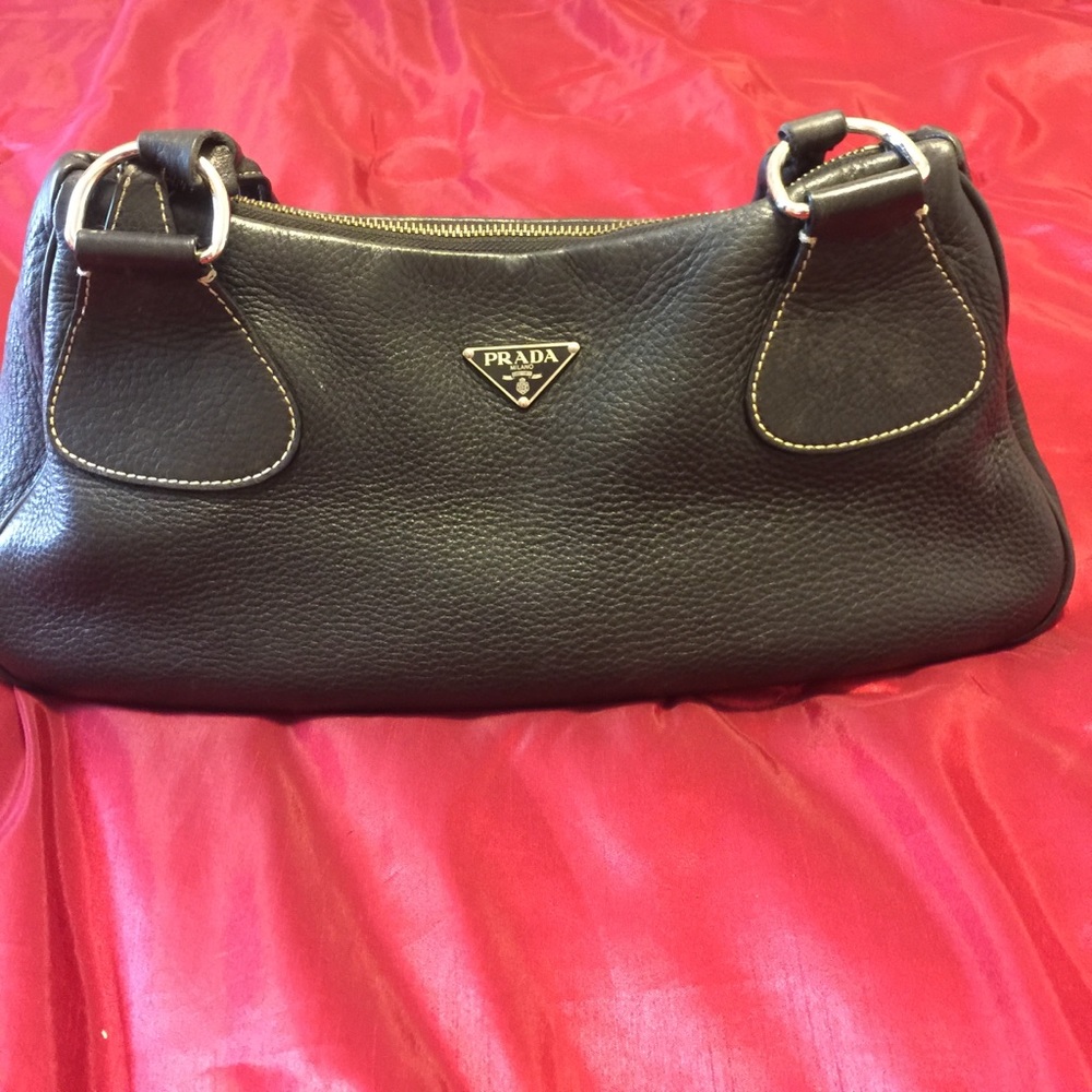 Authentic Prada black leather purse