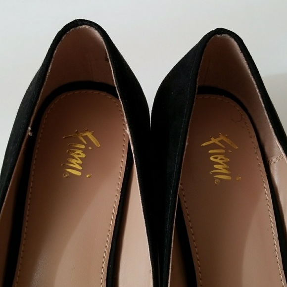 Fioni Black Suede & Shiny Gold Heels - Picture 4 of 8