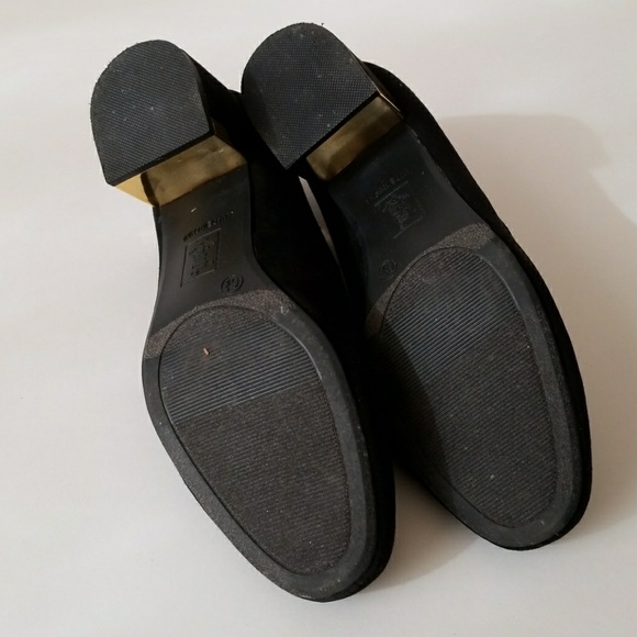 Fioni Black Suede & Shiny Gold Heels - Picture 5 of 8