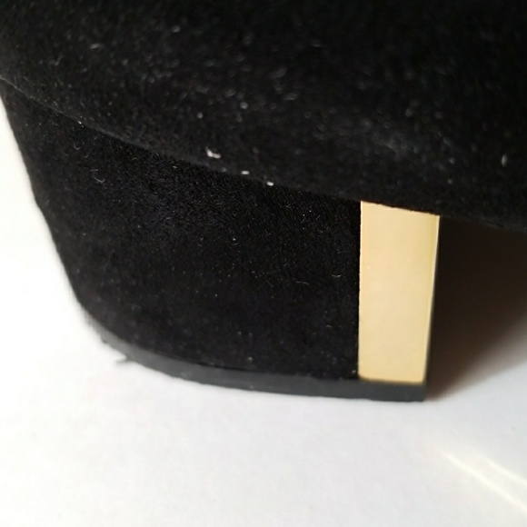Fioni Black Suede & Shiny Gold Heels - Picture 6 of 8