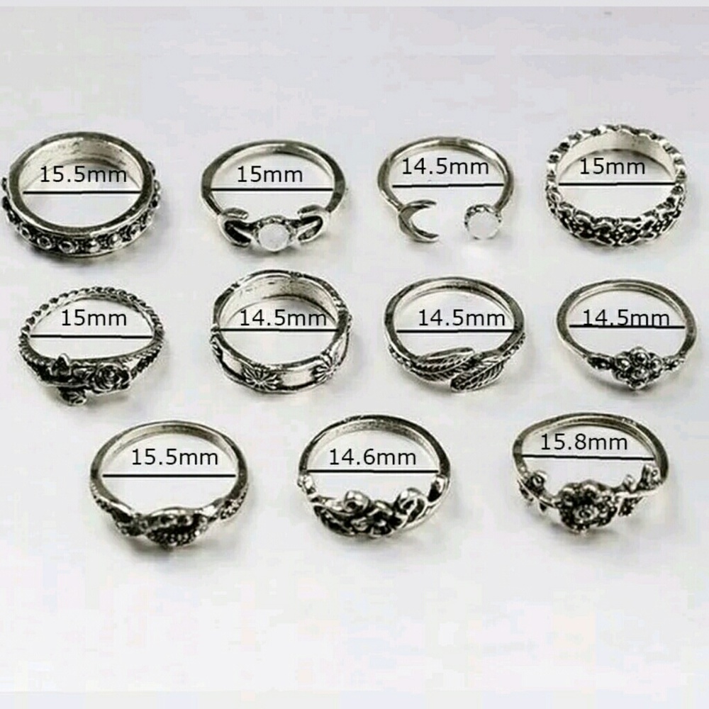 CLEARANCE~11 Piece Boho Midi Ring Set  - Picture 2 of 2