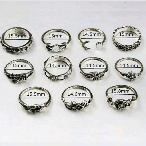 CLEARANCE~11 Piece Boho Midi Ring Set - Picture 2 of 2
