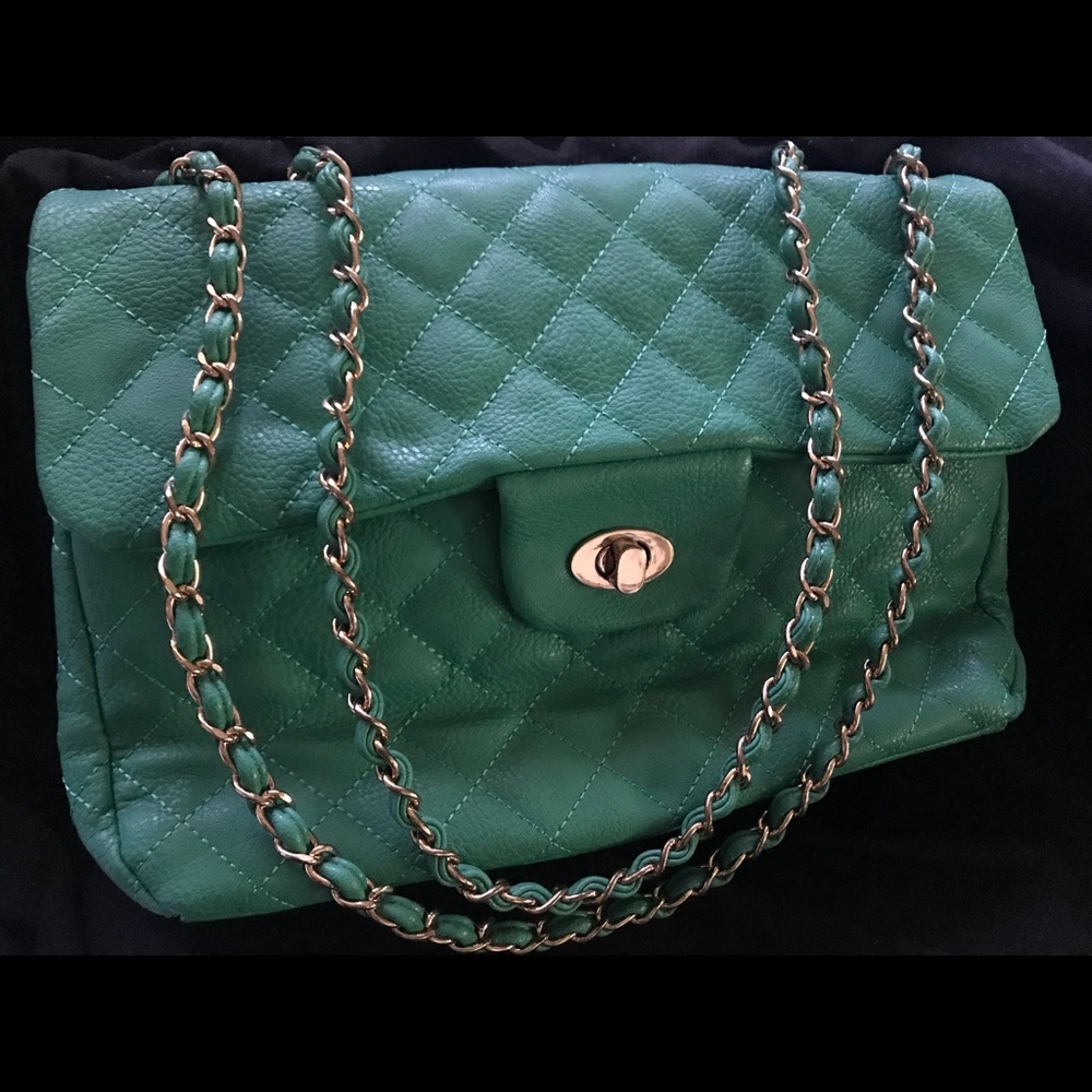 Teal chain bag