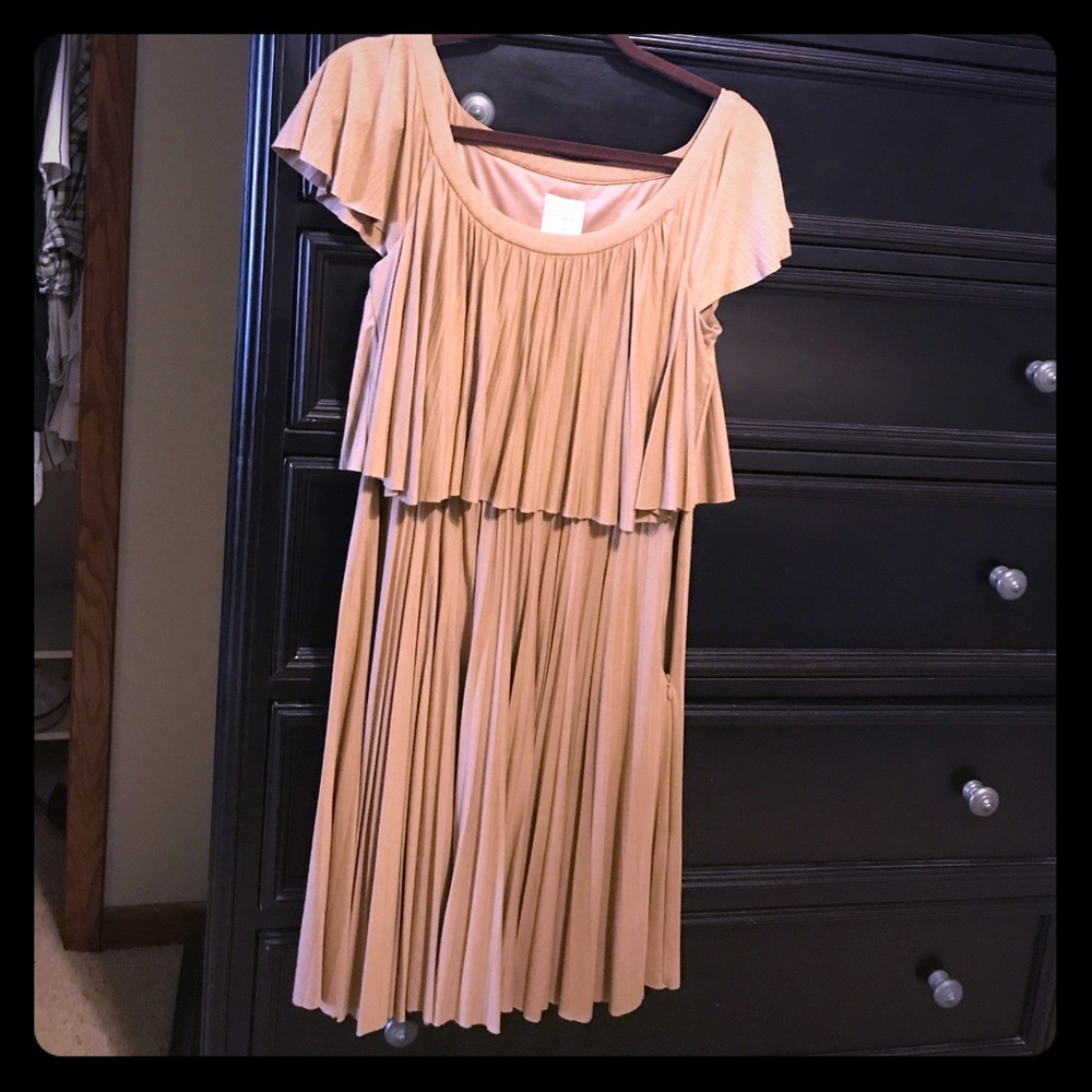 Beige ruffle dress