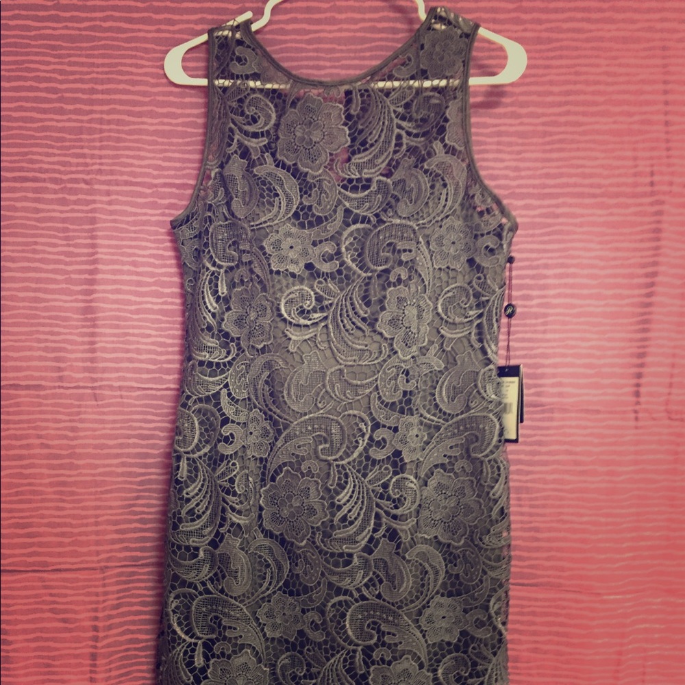 New Aridanna Papell Illusion neck lace dress