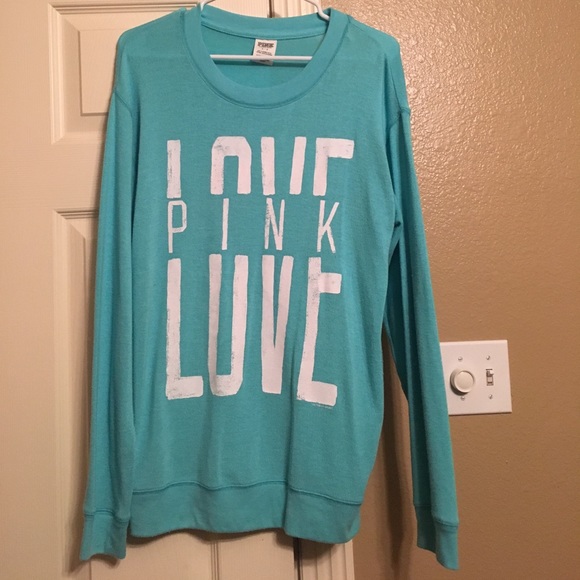 PINK Victoria's Secret Sweaters - Victoria Secret pink long sleeve teal sweater