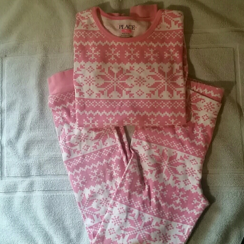 Pink & White Fair Isle pajamas 6X/7