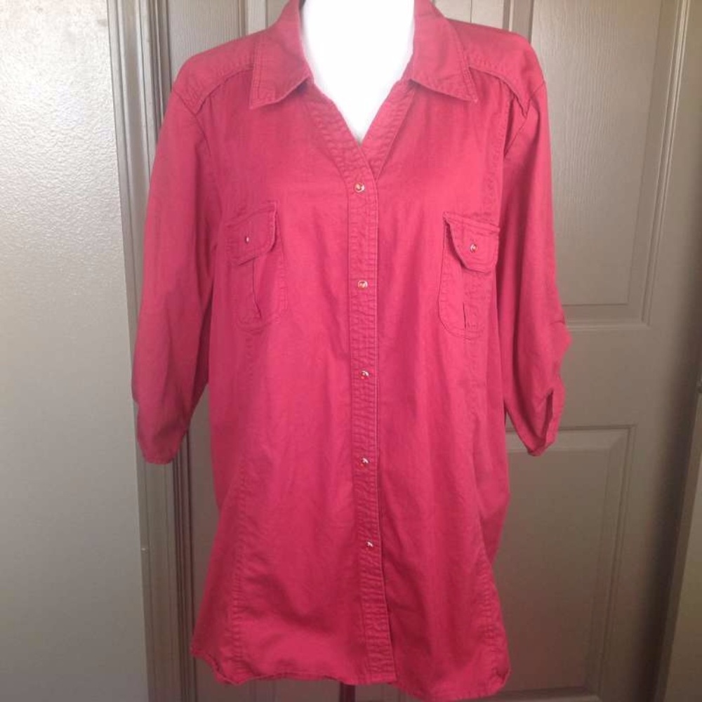 Bit Bridle Top 3X Red Pearly Snap Down Shirt