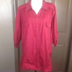 Bit Bridle Top 3X Red Pearly Snap Down Shirt