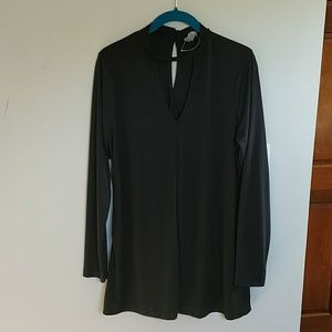 Asos Curve black long sleeve choker blouse 14