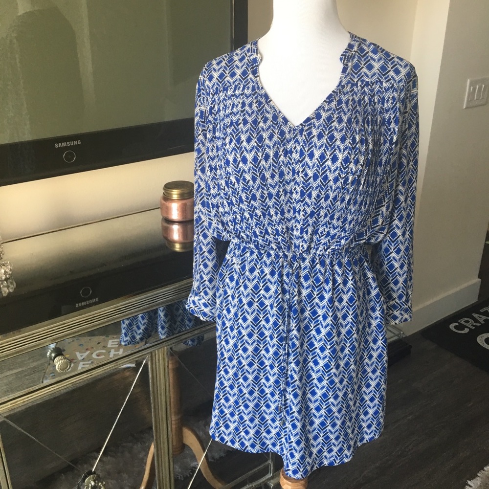 Anthropologie Maeve M Blue White Dress