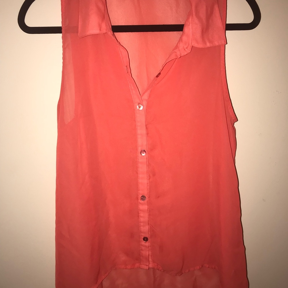 No sleeve orange  blouse