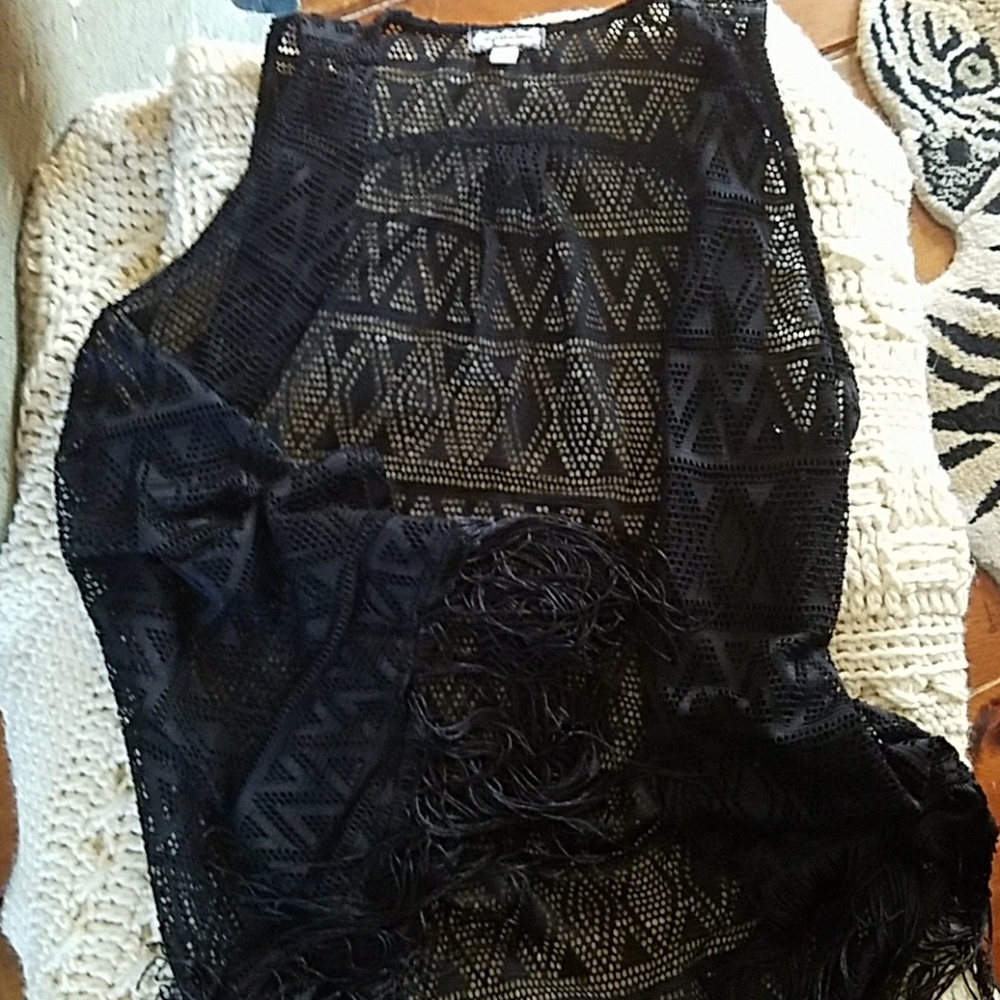 Black fringed vest