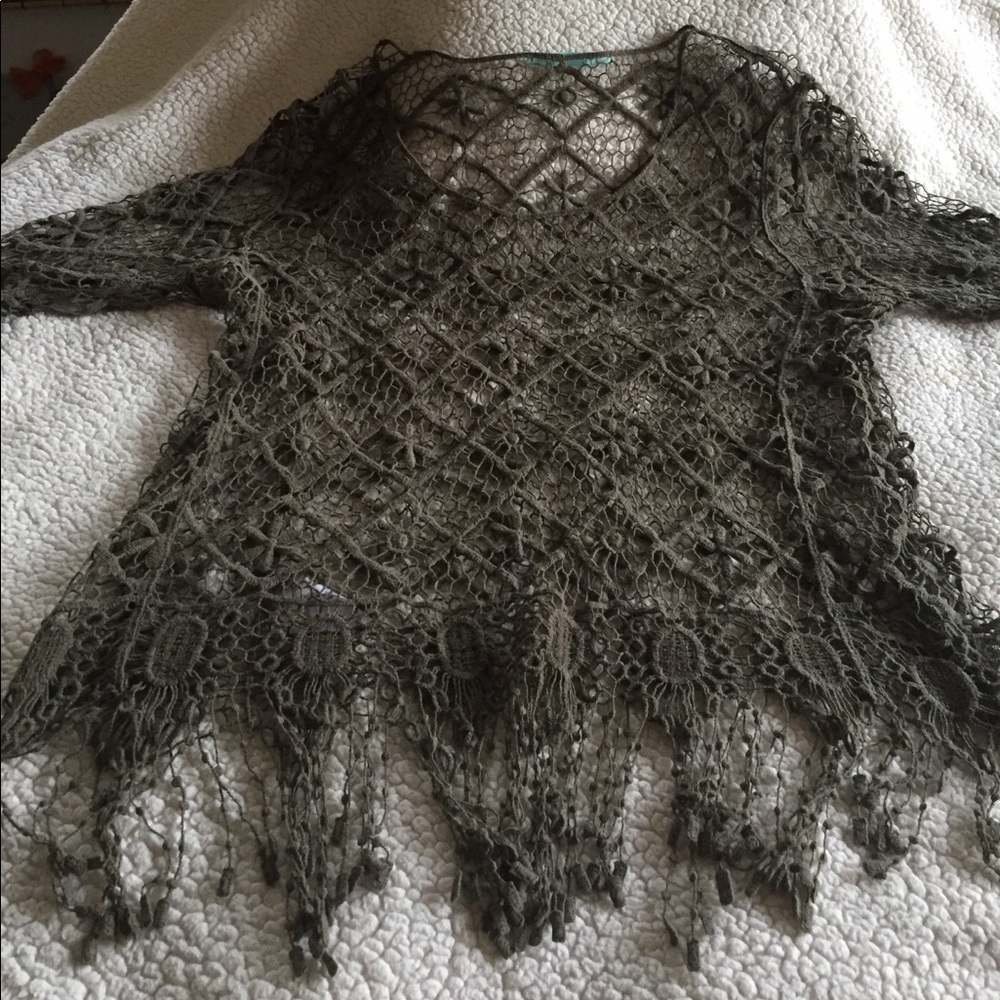 Crocheted green top