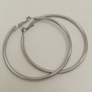 Nine West Silver Tone Hoop Earrings
