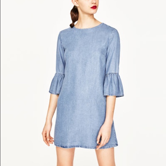 blue denim dress zara