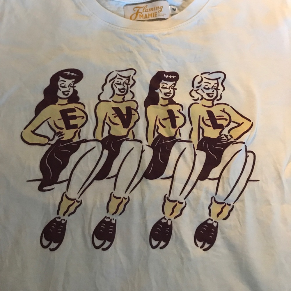 ❤️FLAMING MAMIE “EVIL” tee.WORN ONCE