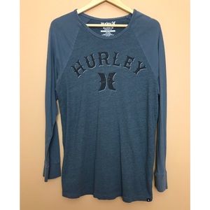 HURLEY LONG SLEEVE BUCKLE BLUE BURNOUT T-Shirt