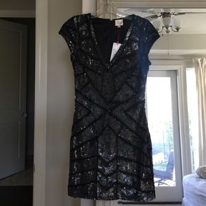 Parker sequin mini dress- Black