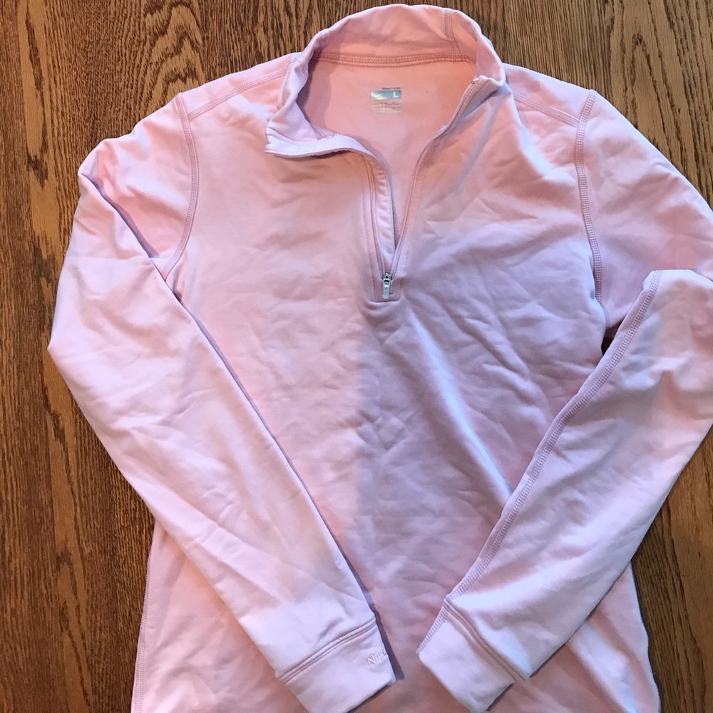 Pink fleece lined fitted Nike pullover size L