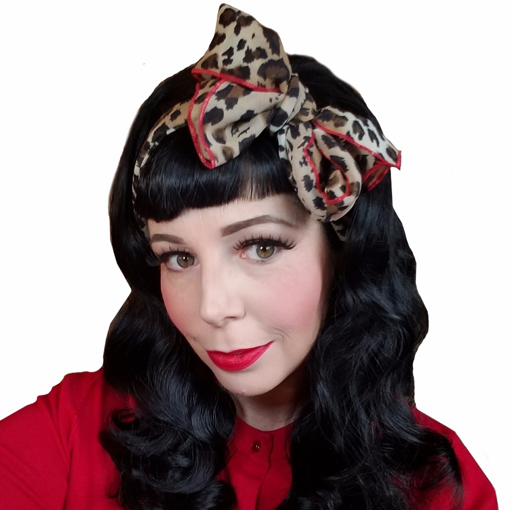 Leopard Print chiffon hair scarf