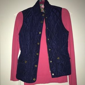 Lilly Pulitzer vest and pink sweater! 💙💗
