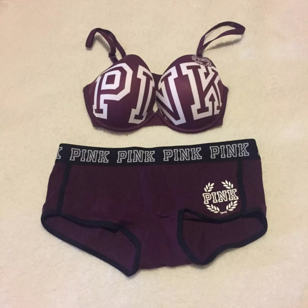 VS PINK Push Up Bra and Boyshort NEW