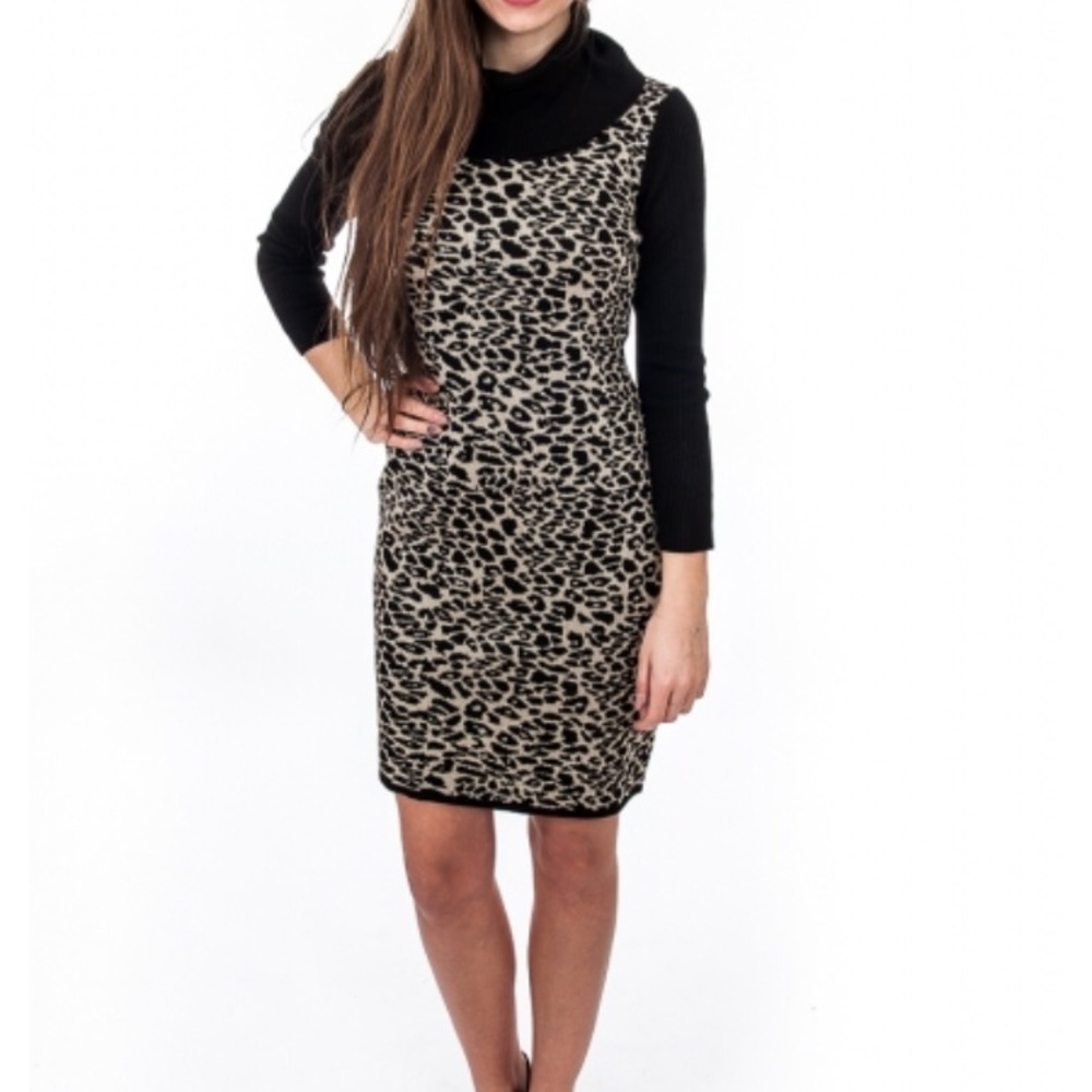 Calvin Klein Leopard Print Sweater Dress NWT