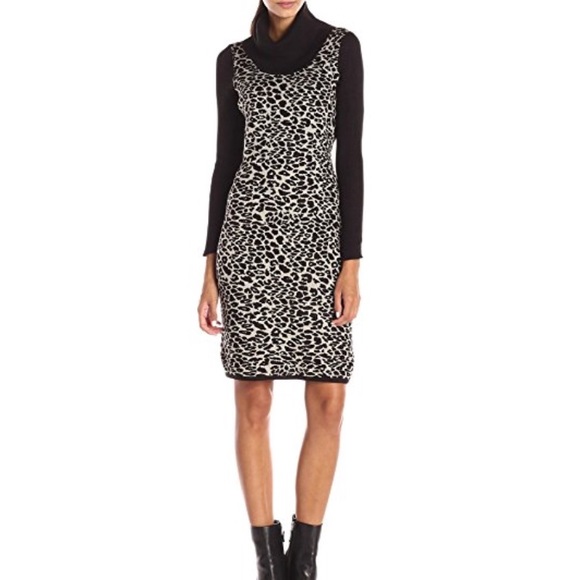 Calvin Klein Leopard Print Sweater Dress NWT - Picture 2 of 8