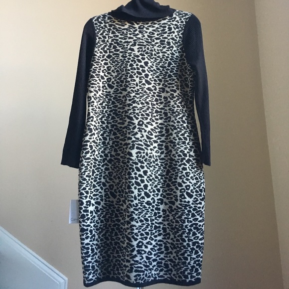 Calvin Klein Leopard Print Sweater Dress NWT - Picture 7 of 8