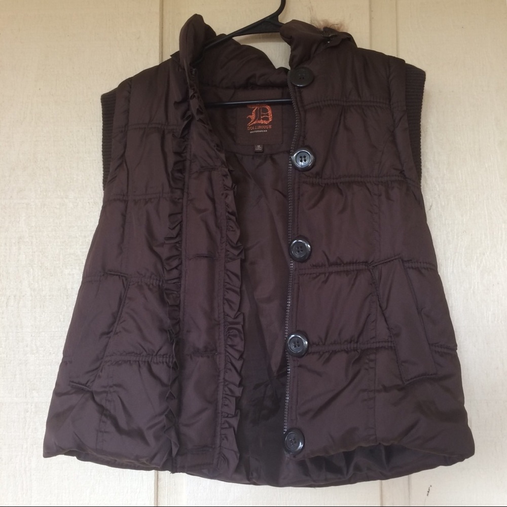 Dollhouse Brown Vest w/ Faux Fur Hood