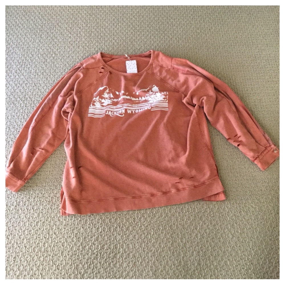 Free People Cotton Ripped Graphic Sweatshirt. NWT. - Picture 6 of 7