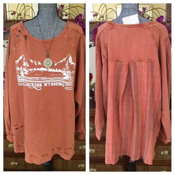 Free People Cotton Ripped Graphic Sweatshirt. NWT. - Picture 4 of 7