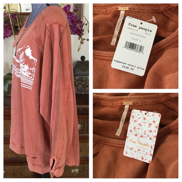 Free People Cotton Ripped Graphic Sweatshirt. NWT. - Picture 5 of 7