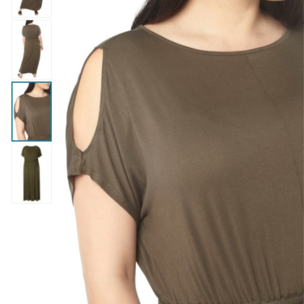 PLUS SIZE NWOT! Jersey Cold Shoulder Maxi Dress - Picture 3 of 5