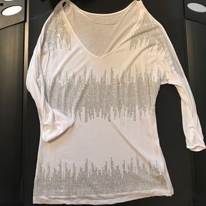 White Shirt with silver accents and open sleeves