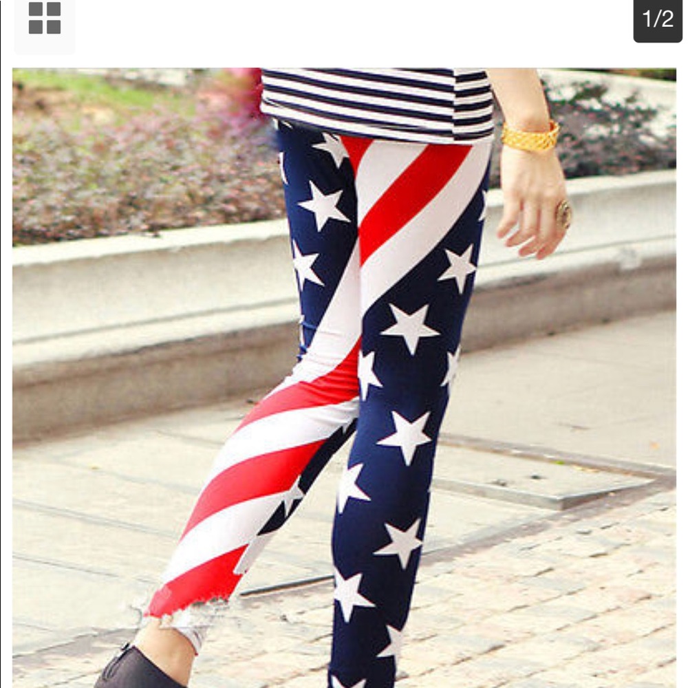 Stars & stripes leggings new in bag one size - Picture 2 of 3