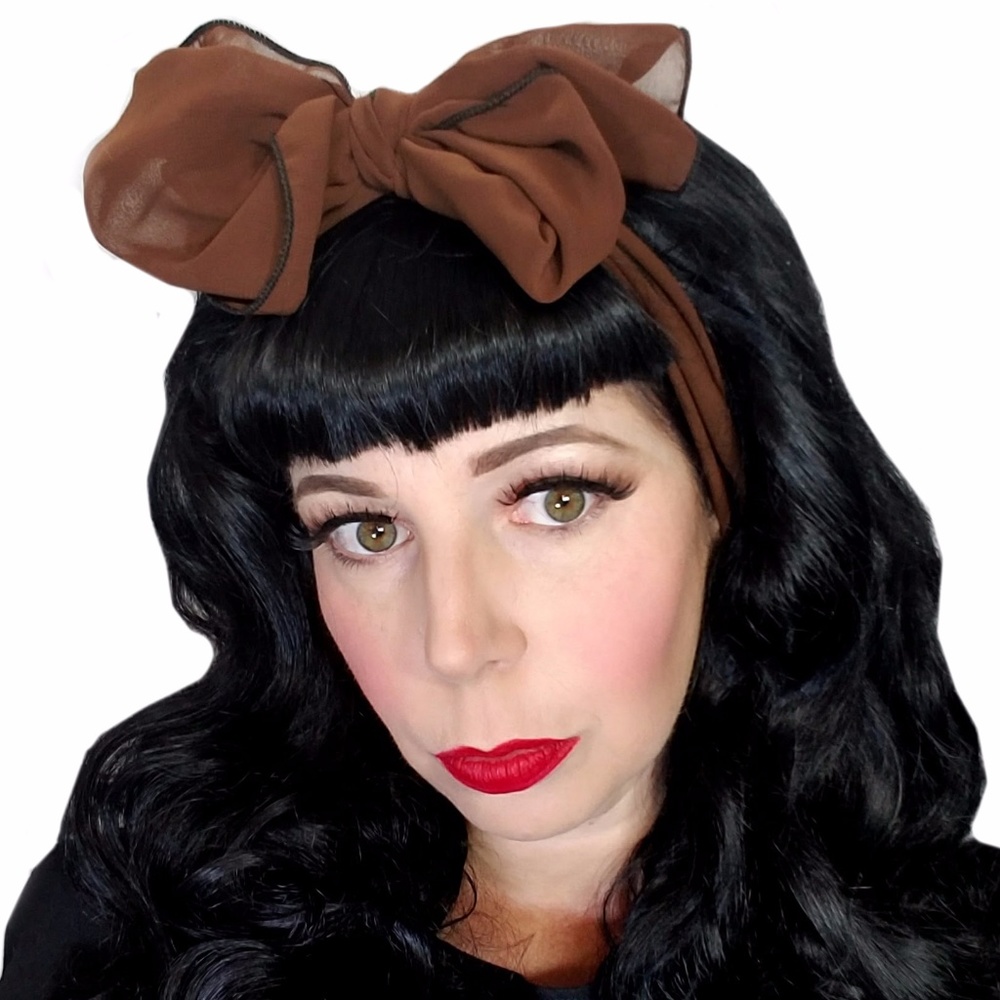 Spellbound Bows Brown Chiffon Pinup Hair Scarf