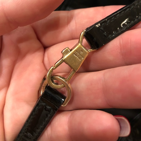 GUCCI Gold D Patent Leather Hobo Bag - Picture 6 of 7