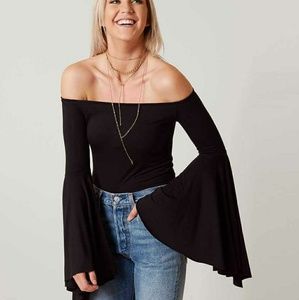 New Free People Bird of Paradise Top Black