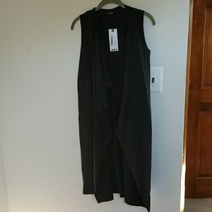 Boohoo long black sleeveless jersey cardigan OSFA