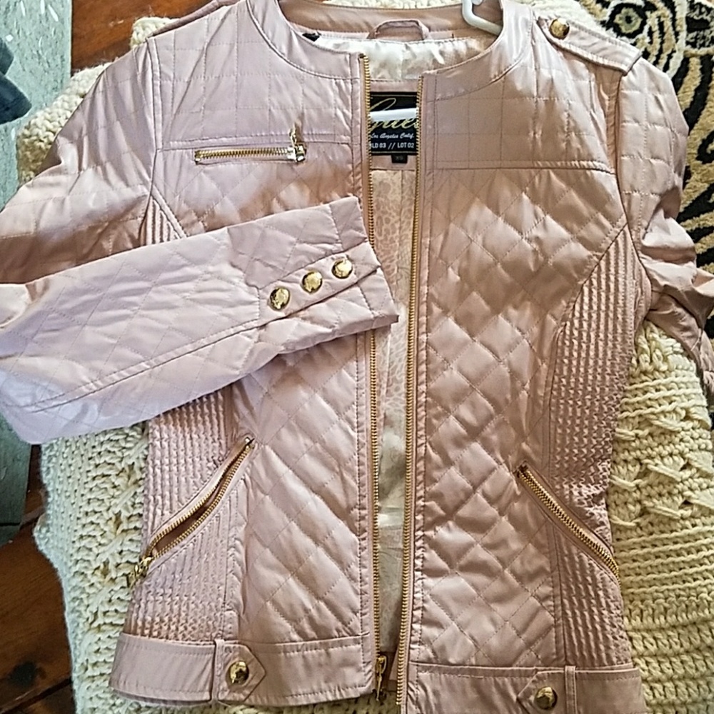 Guess fitted pink and gold coat